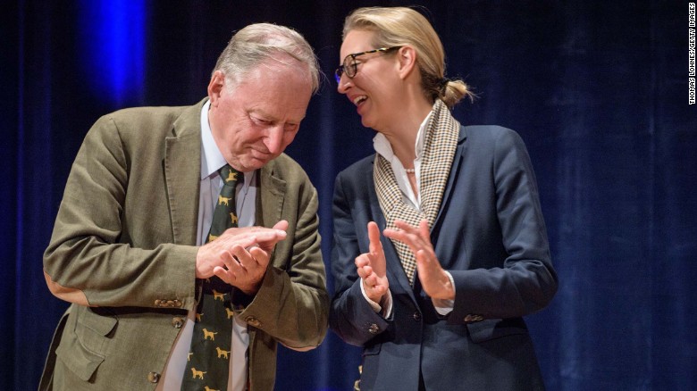 Alexander Gauland and Alice Weidel, co-lead candidates for the AfD in Sunday&#39;s election
