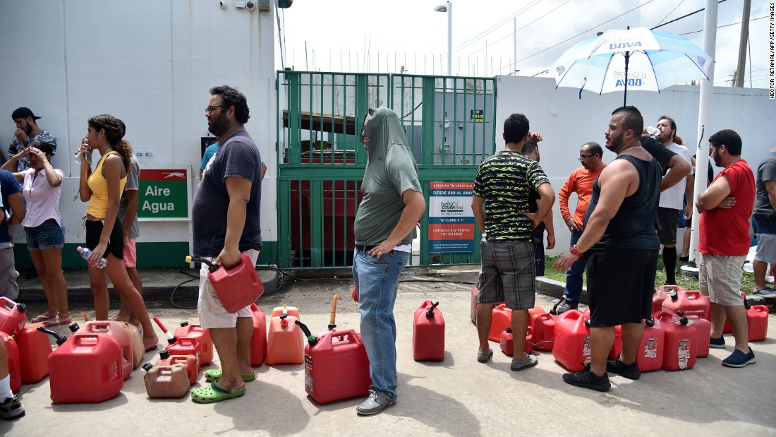 Lines for gas stretched for hours in many parts of Puerto Rico.