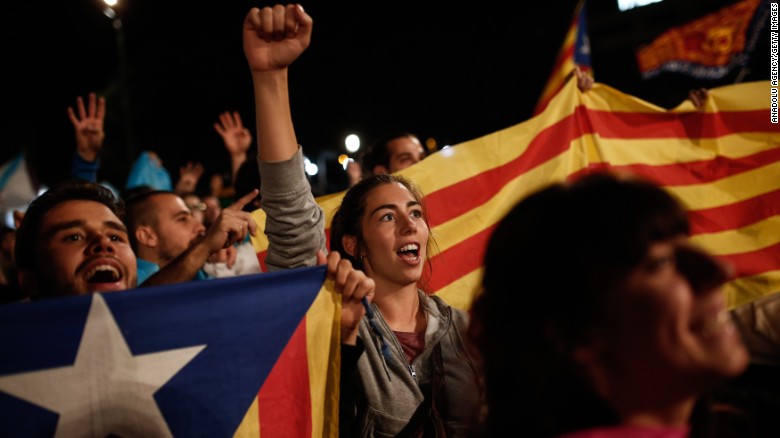 Independence supporters gather in Barcelona after Catalonia&#39;s separatist government &lt;a href=&quot;http://www.cnn.com/2017/09/27/europe/catalan-referendum-explained/index.html&quot;&gt;held a referendum&lt;/a&gt; to decide if the region should split from Spain late Sunday, October 1. The Catalan government claimed victory early Monday, after pushing forward with the vote despite Spain&#39;s Constitutional Court declaring it illegal.