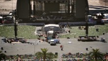 Debris is scattered on the ground Monday, October 2, at the site of a country music festival held this past weekend in Las Vegas. Dozens of people were killed and hundreds were injured Sunday when <a href="http://www.cnn.com/2017/10/02/us/las-vegas-shooter/index.html" target="_blank">a gunman opened fire</a> on the crowd. Police said the gunman fired from the Mandalay Bay hotel, several hundred feet southwest of the concert grounds. It is the deadliest mass shooting in modern US history.