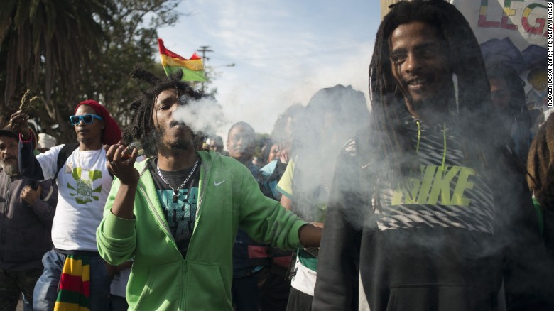 Campaigners in Cape Town march for the legalization of marijuana.