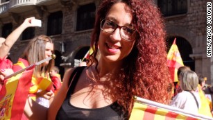 Alba Sebastian, 29, says she is worried that factories will close and the economy will take a hit if Catalonia leaves Spain.