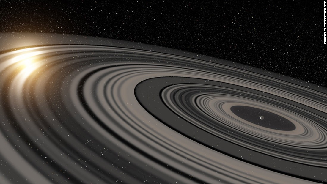 Using powerful optics, astronomers have found a planet-like body, J1407b, with rings 200 times the size of Saturn&#39;s. This is an artist&#39;s depiction of the rings of planet J1407b, which are eclipsing a star.
