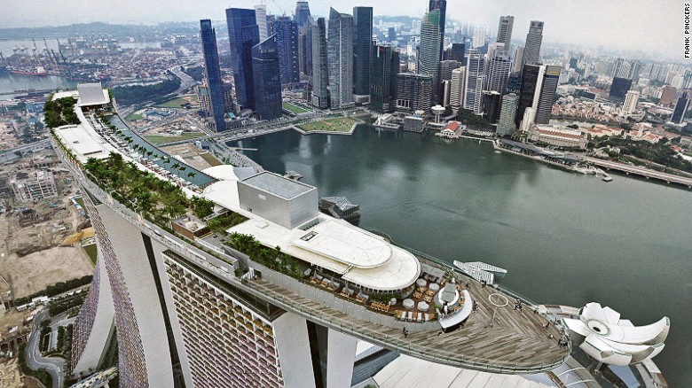 Designed by Moshe Safdie, and commissioned by Las Vegas Sands Corporation, the $5.7 billion Marina Bay Sands casino and hotel complex opened in 2010. It&#39;s reputed to be one of the world&#39;s most expensive buildings.