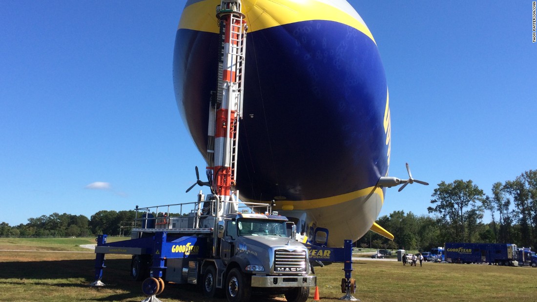 Inside Goodyear Blimp's mast truck