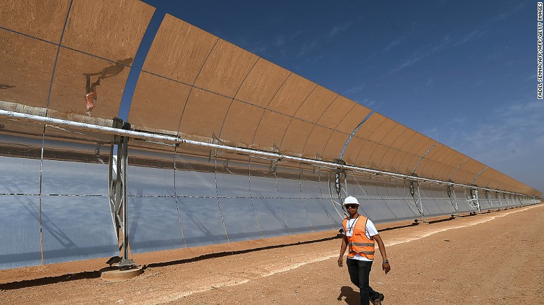 The plant uses concentrated solar power technology which is more expensive to install than photovoltaic panels, but able to store energy for nights and cloudy days.