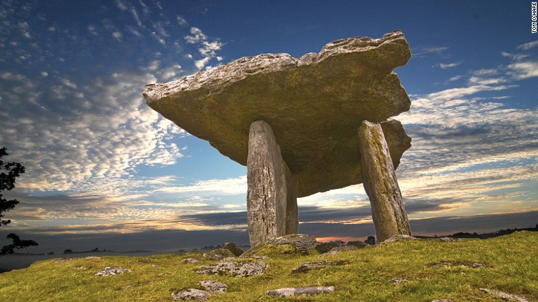 Poulnaborne is a Neolithic portal tomb in the Burren region, dating back to as early as 4,200 BC. It attracts around 200,000 visitors each year. 