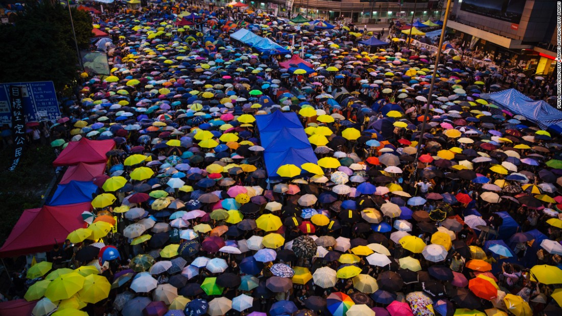 Image result for photos of umbrella movement in Hong Kong