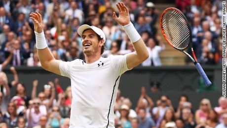 LONDON, ENGLAND - JULY 10:  Andy Murray of Great Britain celebrates victory during the Men&#39;s Singles Final against Milos Raonic of Canada on day thirteen of the Wimbledon Lawn Tennis Championships at the All England Lawn Tennis and Croquet Club on July 10, 2016 in London, England.  (Photo by Julian Finney/Getty Images)