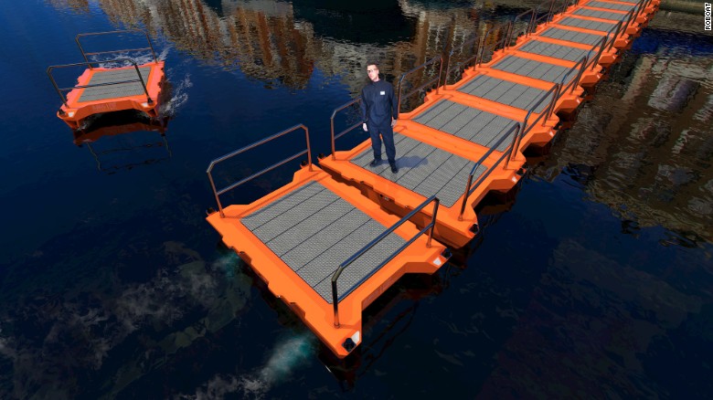 The vessels can be joined together to create bridges and platforms. 