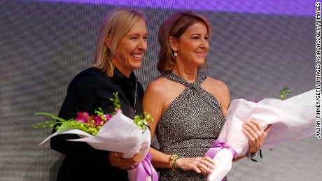 singapore october 30 martina navratilova and chris evert on