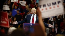 President-elect Donald Trump gestures as he speaks during a "USA Thank You" tour event, Thursday, Dec. 1, 2016, in Cincinnati. (AP Photo/Evan Vucci)