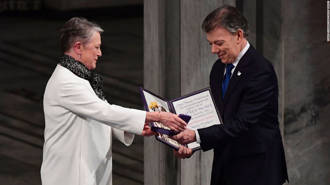 Nobel Peace Prize: Colombian President Juan Manuel Santos accepts award ...