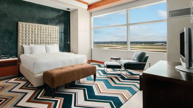 The Hyatt&#39;s 298 guest rooms are chic, sleek and modern, with lots of art and deluxe amenities like touchscreen room controls.  
