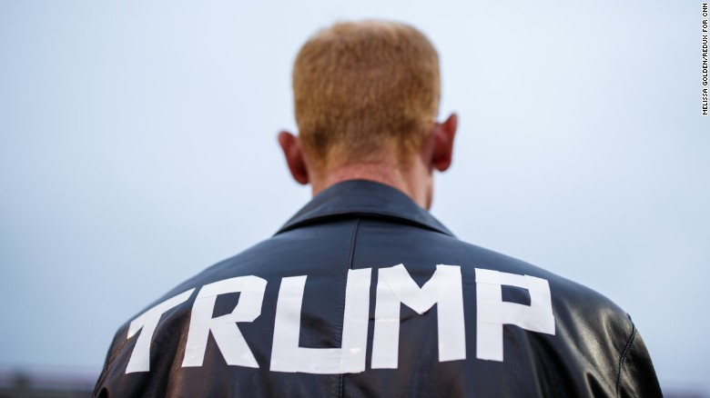 A supporter sports a homemade Trump jacket during a rally in the final city of the President Elect&#39;s &quot;Thank You&quot; tour at Ladd-Peebles Stadium in Mobile, AL on Saturday, December 17, 2016.