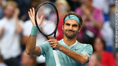 PERTH, AUSTRALIA - JANUARY 06: Roger Federer of Switzerland celebrates after defeating Richard Gasquet of France in the men&#39;s singles match during day six of the 2017 Hopman Cup at Perth Arena on January 6, 2017 in Perth, Australia.  (Photo by Paul Kane/Getty Images)