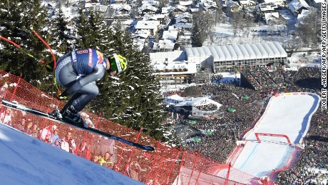 Italy&#39;s Dominik Paris competes during the FIS World Cup men&#39;s downhill race at Hahnenkamm in Kitzbuehel, Austria, on January 21, 2017.
Italy&#39;s Dominik Paris won ahead of France&#39;s Valentin Giraud Moine and French teammate Johan Clarey, third.  / AFP / APA / ROBERT JAEGER / Austria OUT        (Photo credit should read ROBERT JAEGER/AFP/Getty Images)