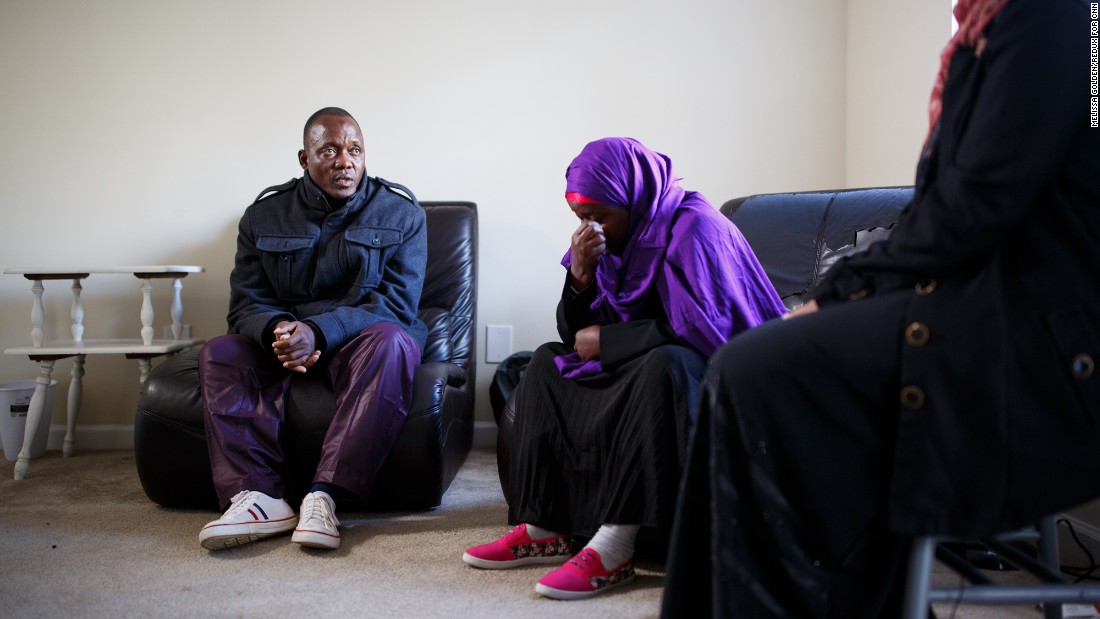 Speaking through an interpreter at a press conference in suburban Atlanta, Abdalla and Habibo plead for help.