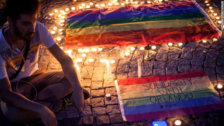Zigorat at a candlelight vigil in solidarity with Orlando shooting victims.