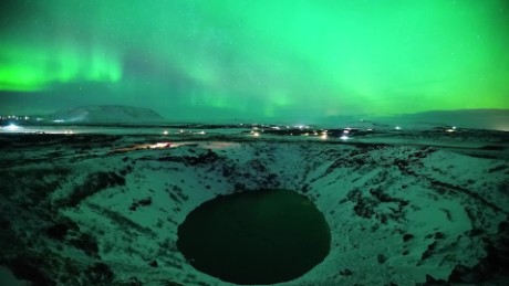 aurora borealis timelapse kerid crater iceland timelapse VO_00000313