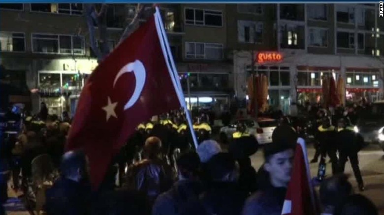 Protesters in Rotterdam took to the streets Saturday.