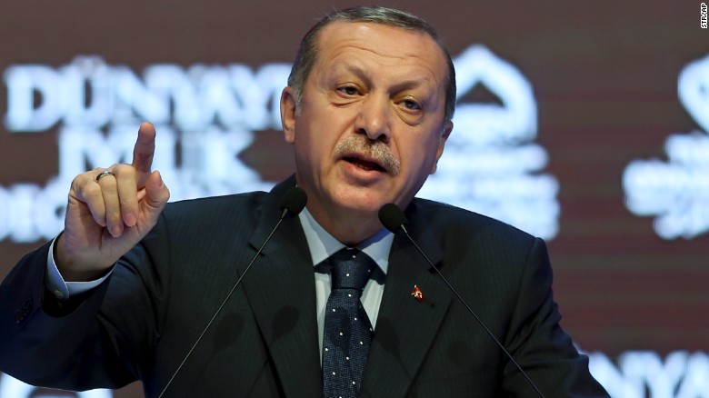 Turkey&#39;s President Recep Tayyip Erdogan talks during a rally in Istanbul on Sunday.