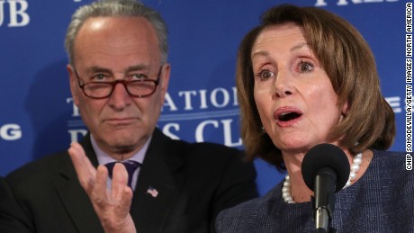 WASHINGTON, DC - FEBRUARY 27:  Senate Minority Leader Charles Schumer (D-NY) (L) and House Minority Leader Nancy Pelosi (D-CA) deliver a &#39;prebuttal&#39; to President Donald Trump&#39;s upcoming address to a joint session of Congress at the National Press Club February 27, 2017 in Washington, DC. Trump has been invited by Speaker of the House Paul Ryan (R-WI) to deliver a speech Tuesday on the floor of the House of Representatives.  (Photo by Chip Somodevilla/Getty Images)