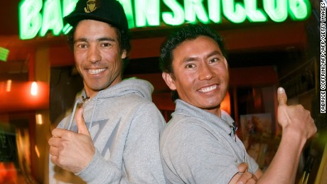 Afghan skiers Alisha Farhang (L) and Sajjad Husaini pose for a picture prior to a press conference at the 2017 FIS Alpine World Ski Championships in St. Moritz on February 15, 2017 / AFP / FABRICE COFFRINI        (Photo credit should read FABRICE COFFRINI/AFP/Getty Images)