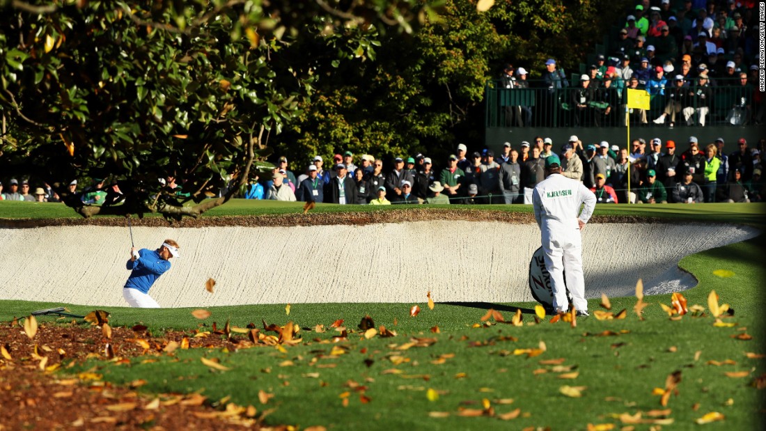 Soren Kjeldsen plays a shot from the bunker on Thursday.