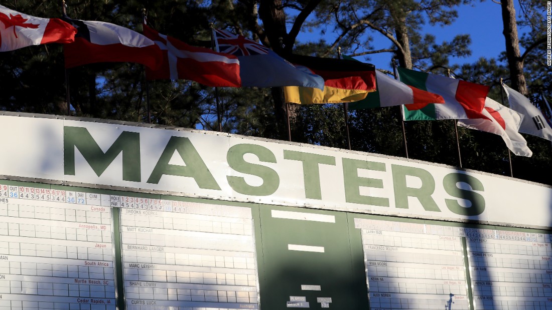 A detailed view of the main leaderboard near the first fairway.