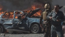 Afghan security forces arrive at the site of a car bomb attack in Kabul on May 31, 2017.