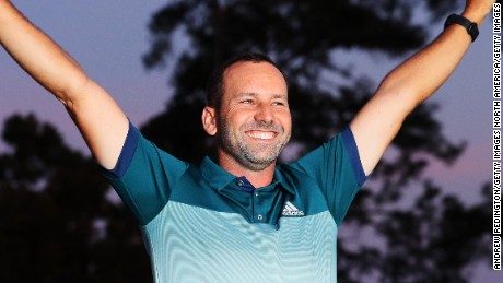 AUGUSTA, GA - APRIL 09:  Sergio Garcia of Spain celebrates during the Green Jacket ceremony after he won in a playoff during the final round of the 2017 Masters Tournament at Augusta National Golf Club on April 9, 2017 in Augusta, Georgia.  (Photo by Andrew Redington/Getty Images)