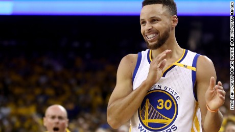 OAKLAND, CA - JUNE 12:  Stephen Curry #30 of the Golden State Warriors reacts to a play in Game 5 of the 2017 NBA Finals at ORACLE Arena on June 12, 2017 in Oakland, California. NOTE TO USER: User expressly acknowledges and agrees that, by downloading and or using this photograph, User is consenting to the terms and conditions of the Getty Images License Agreement.  (Photo by Ezra Shaw/Getty Images)