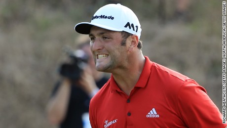 AUSTIN, TX - MARCH 26: Jon Rahm of Spain reacts after putting on the 16th hole during the final match of the World Golf Championships-Dell Technologies Match Play at the Austin Country Club on March 26, 2017 in Austin, Texas. (Photo by Richard Heathcote/Getty Images)