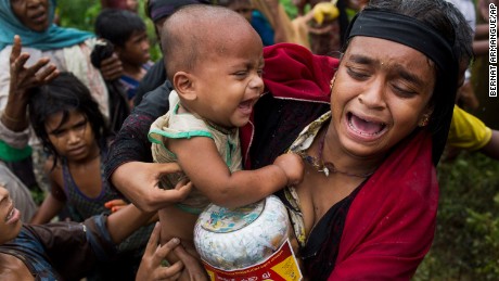 Rohingya refugees flee violence in Myanmar