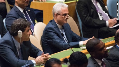 Members of the Iranian delegation during Trump&#39;s speech on Tuesday.